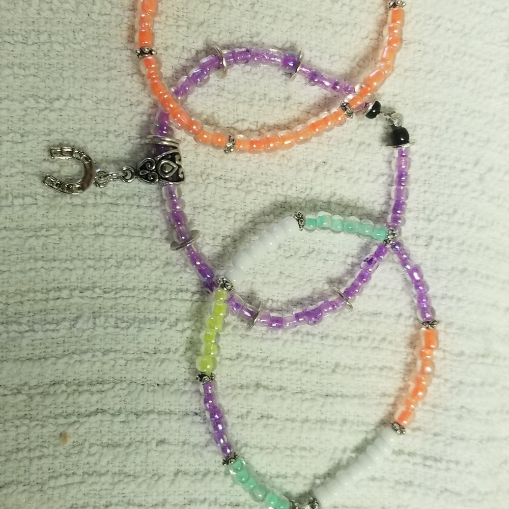 3 Bracelet  Made on stretchy cord